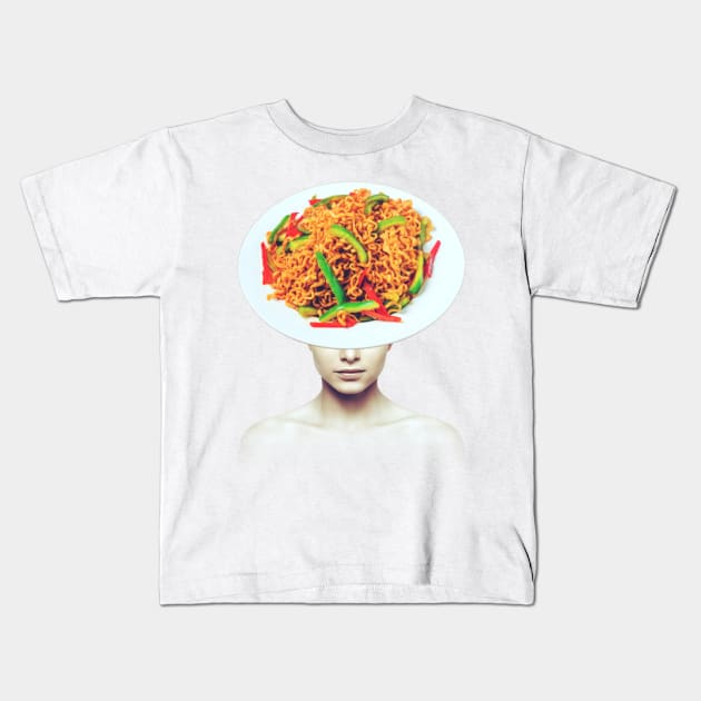 Noodles head portrait Kids T-Shirt by reesea